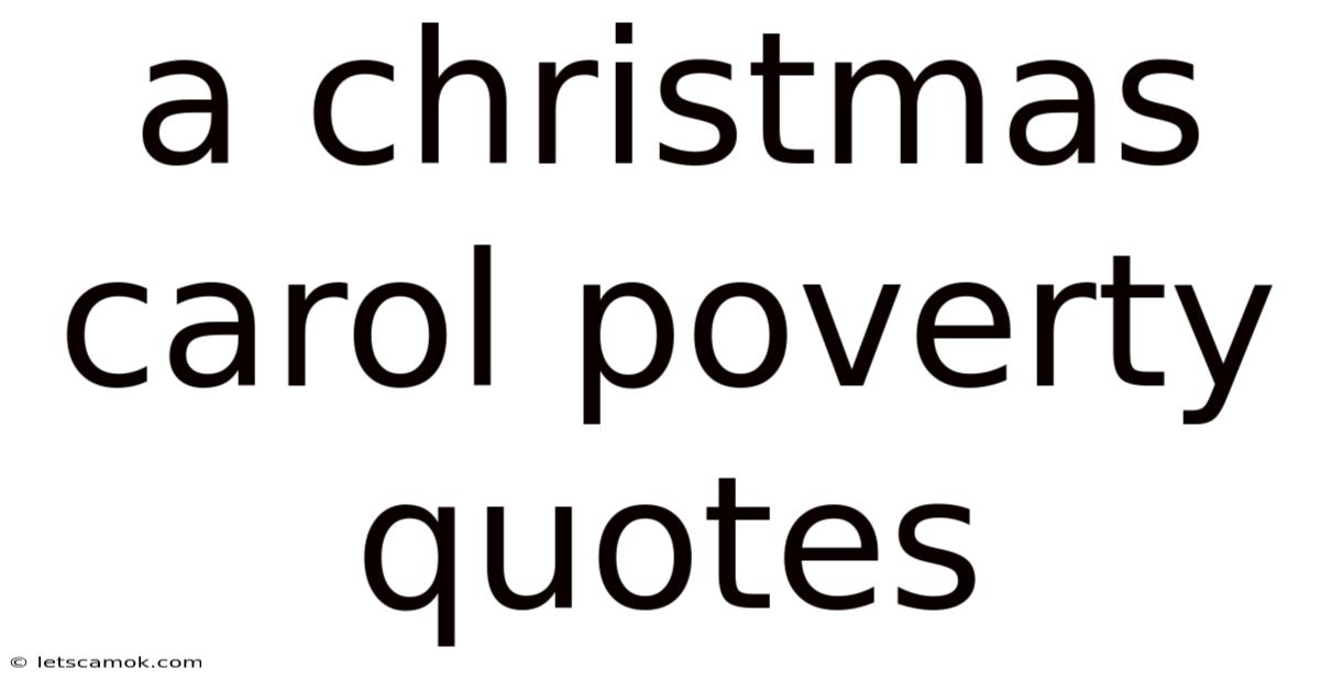 A Christmas Carol Poverty Quotes