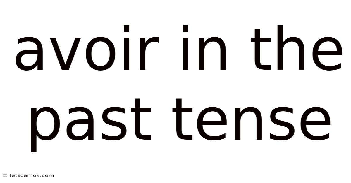 Avoir In The Past Tense