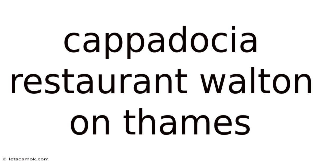 Cappadocia Restaurant Walton On Thames
