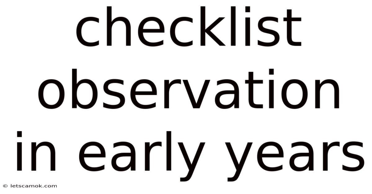 Checklist Observation In Early Years