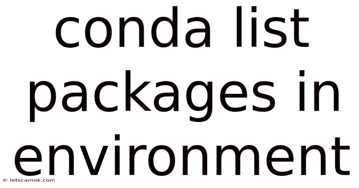 Conda List Packages In Environment