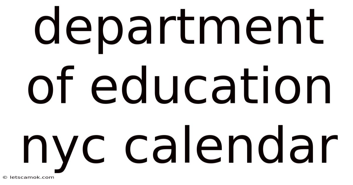 Department Of Education Nyc Calendar
