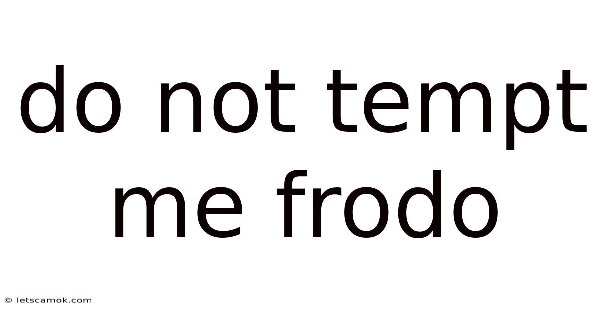 Do Not Tempt Me Frodo
