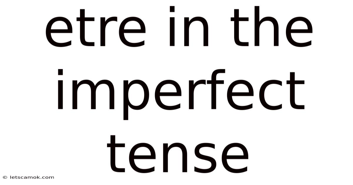 Etre In The Imperfect Tense