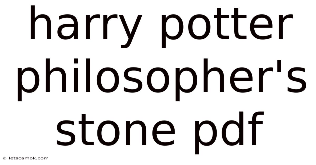 Harry Potter Philosopher's Stone Pdf