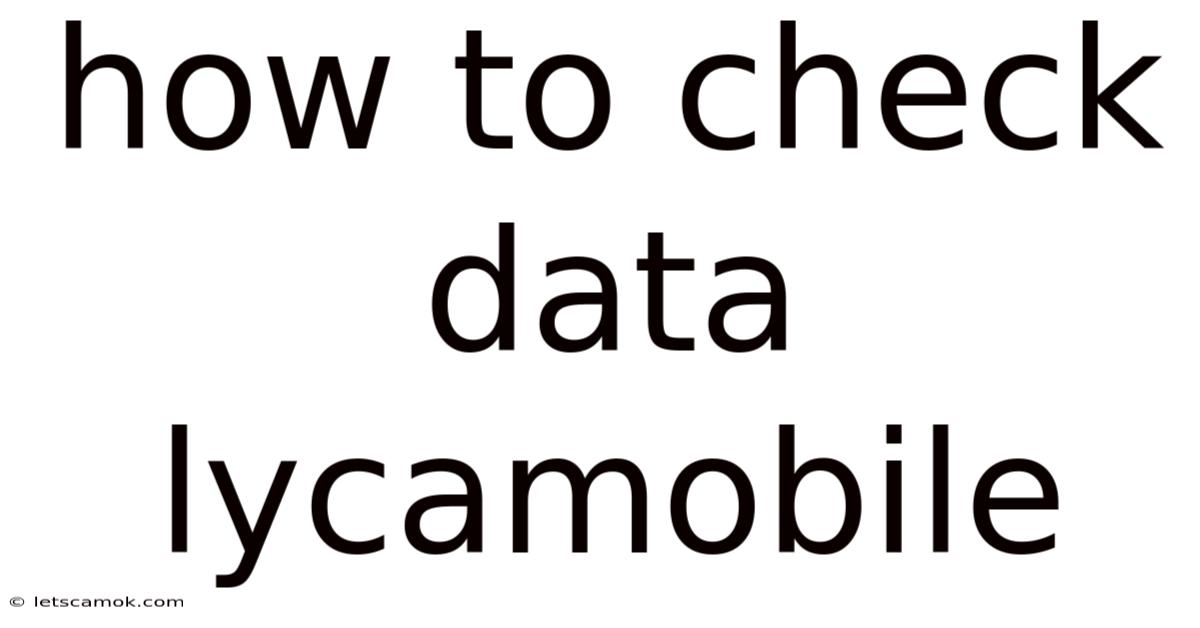 How To Check Data Lycamobile