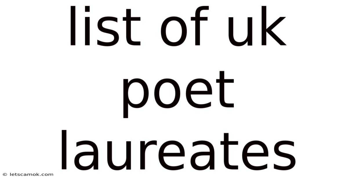 List Of Uk Poet Laureates