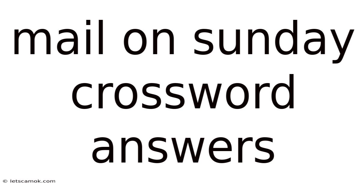 Mail On Sunday Crossword Answers