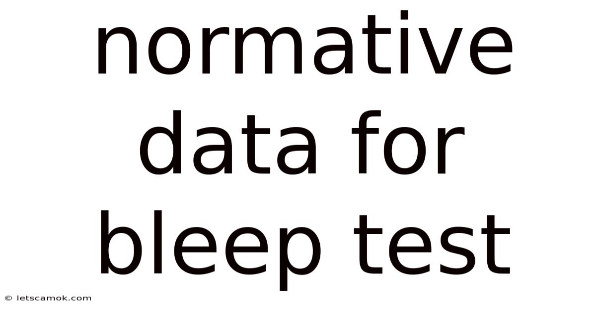 Normative Data For Bleep Test