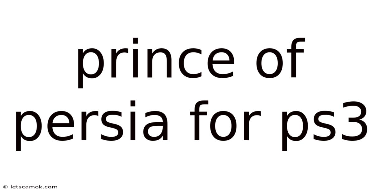 Prince Of Persia For Ps3