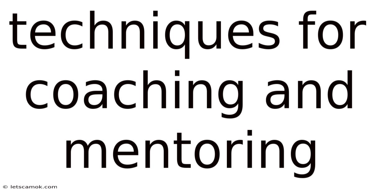 Techniques For Coaching And Mentoring