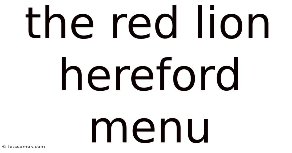 The Red Lion Hereford Menu