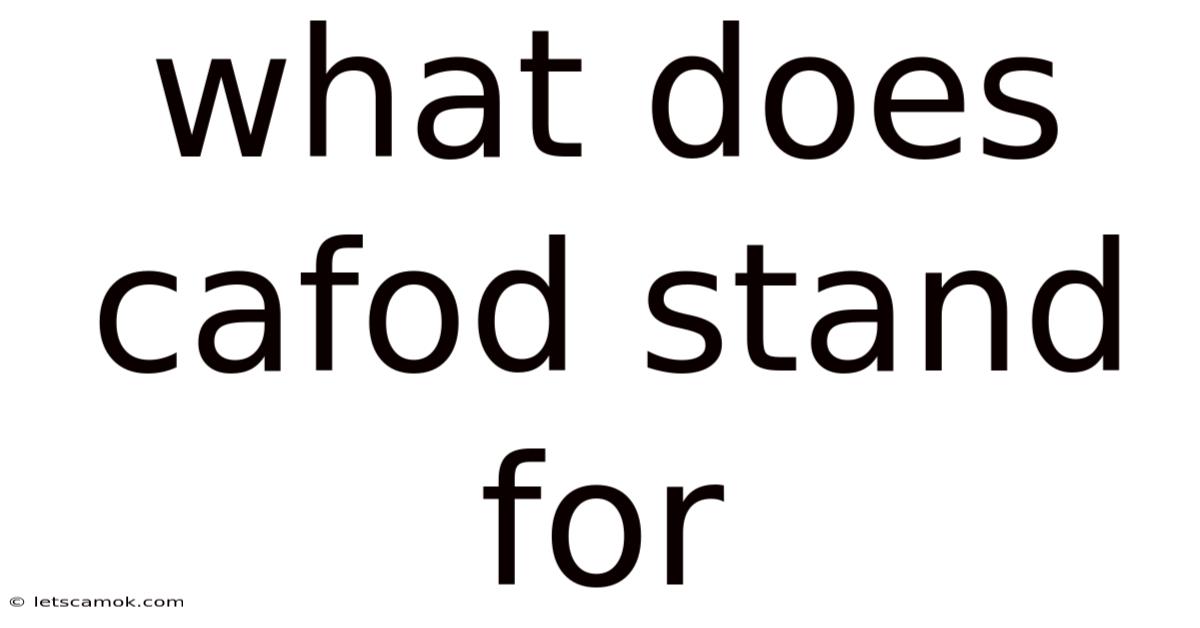 What Does Cafod Stand For