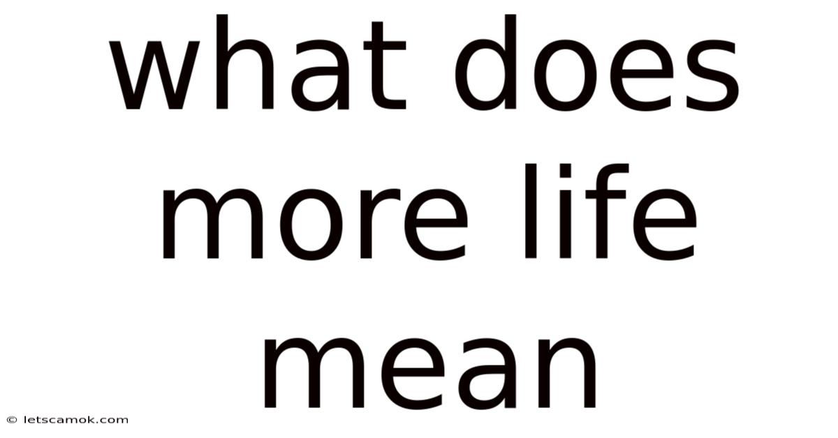 What Does More Life Mean