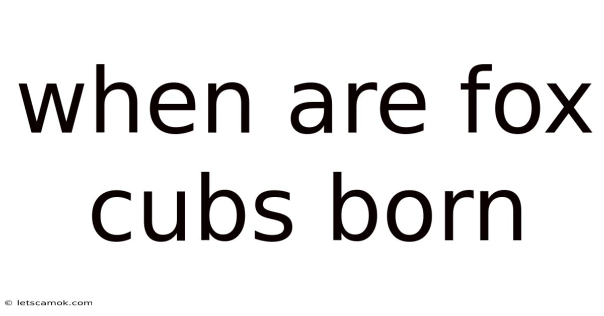 When Are Fox Cubs Born