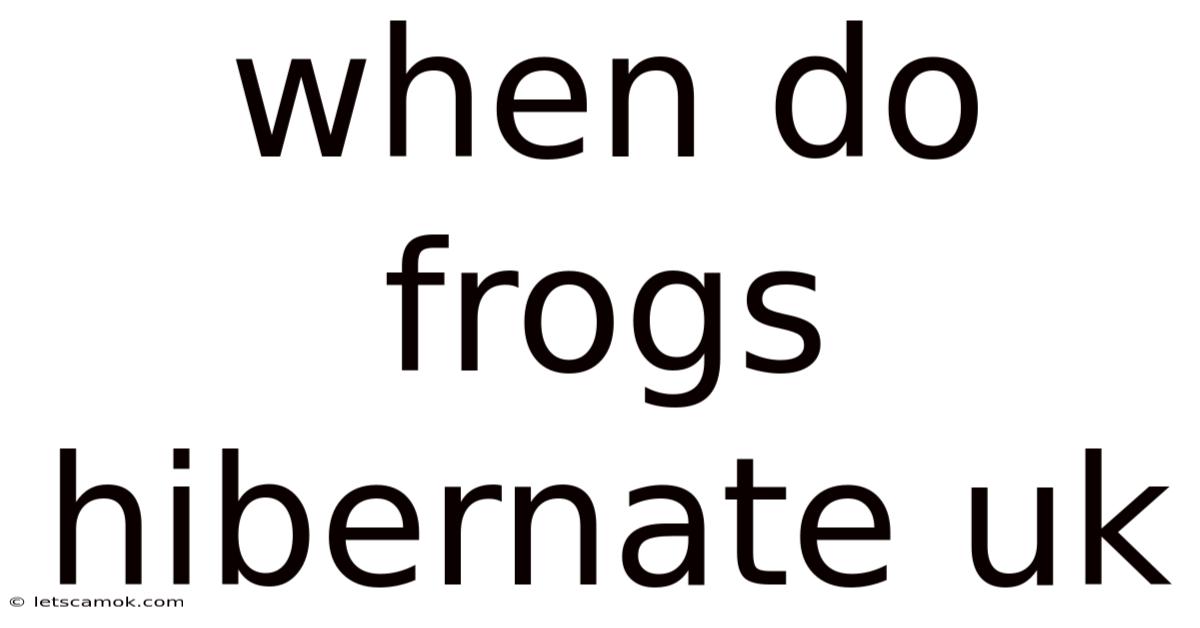 When Do Frogs Hibernate Uk