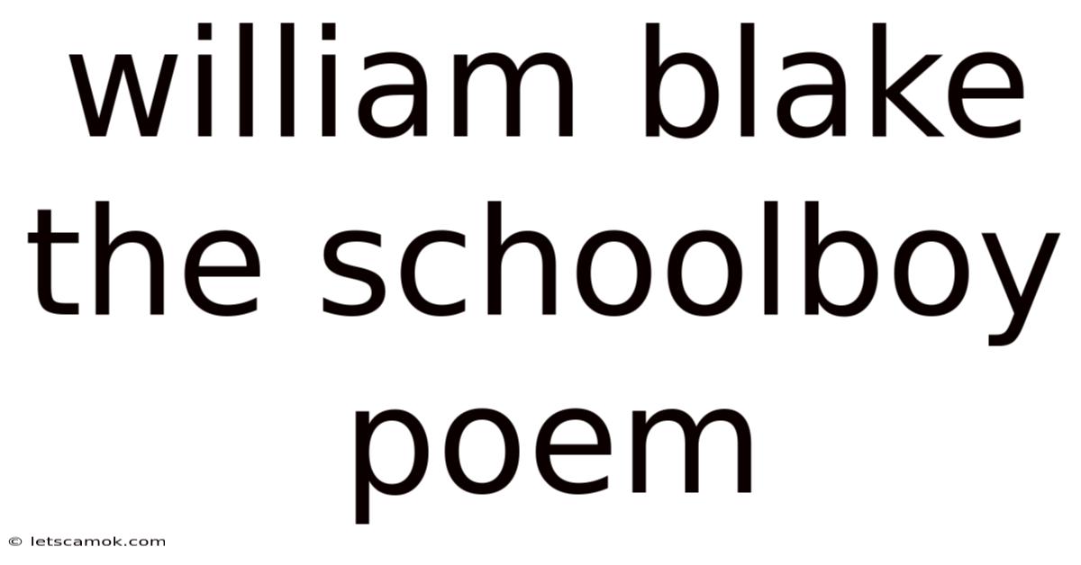 William Blake The Schoolboy Poem